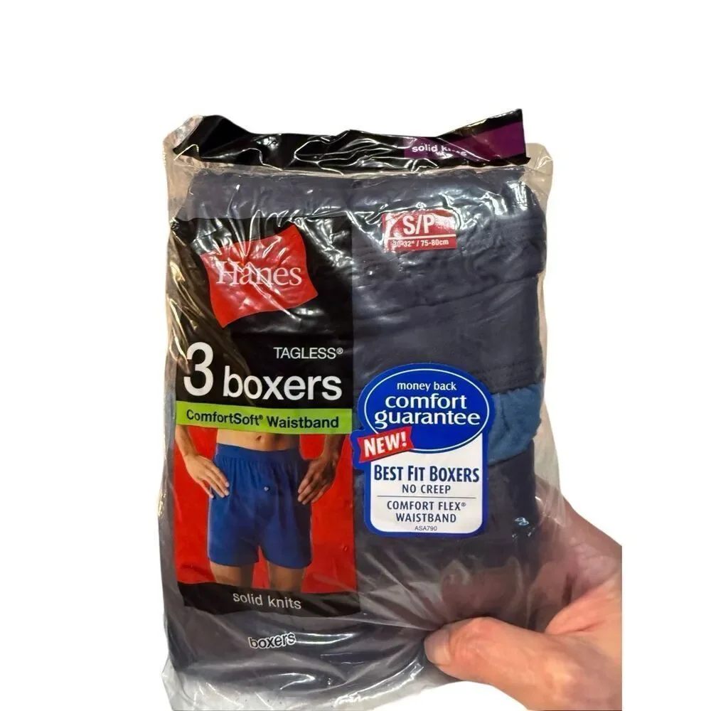 Hanes Men’s (6) Boxers Navy/Blue Sz S NIP